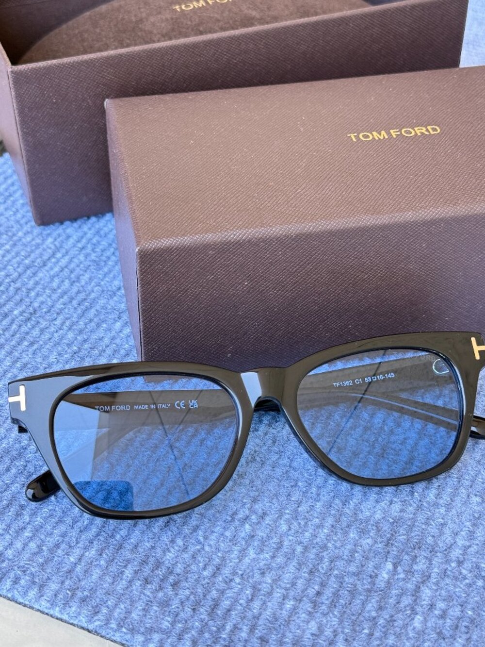 Tom Ford Black Sunglasses with Gold Accents